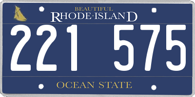 RI license plate 221575