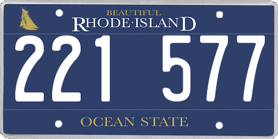 RI license plate 221577
