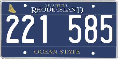 RI license plate 221585