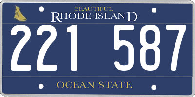 RI license plate 221587