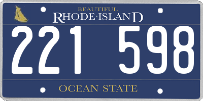 RI license plate 221598