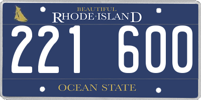 RI license plate 221600