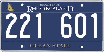 RI license plate 221601