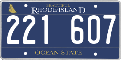 RI license plate 221607