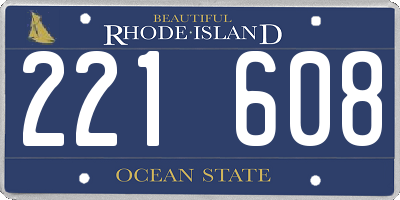 RI license plate 221608