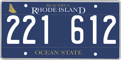 RI license plate 221612
