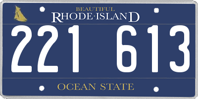 RI license plate 221613