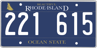 RI license plate 221615