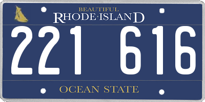 RI license plate 221616