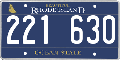 RI license plate 221630