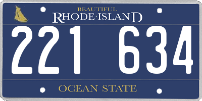 RI license plate 221634