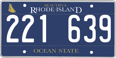 RI license plate 221639