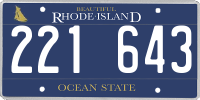 RI license plate 221643