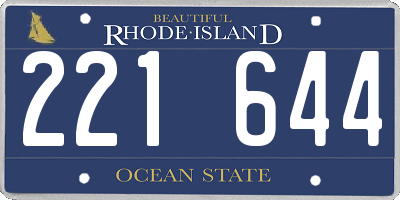 RI license plate 221644