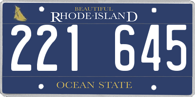 RI license plate 221645