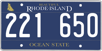 RI license plate 221650