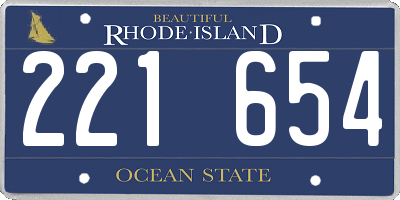 RI license plate 221654