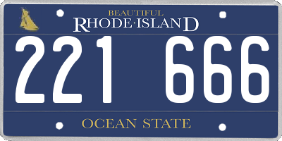 RI license plate 221666