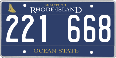 RI license plate 221668