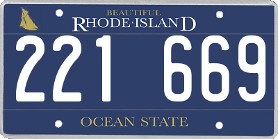 RI license plate 221669
