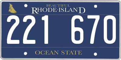 RI license plate 221670