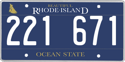 RI license plate 221671