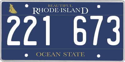 RI license plate 221673