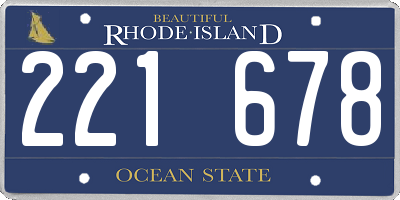 RI license plate 221678