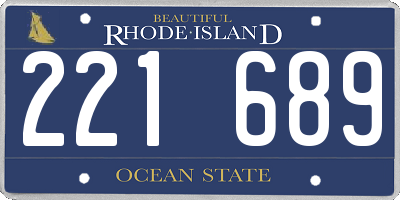 RI license plate 221689