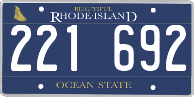 RI license plate 221692