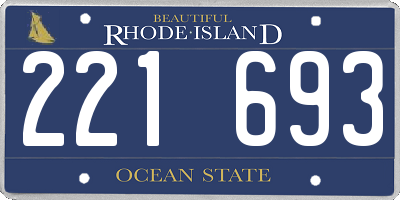 RI license plate 221693