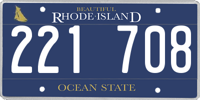 RI license plate 221708