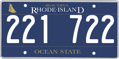RI license plate 221722