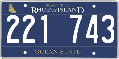 RI license plate 221743