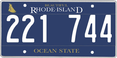 RI license plate 221744