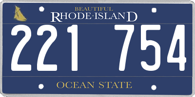 RI license plate 221754