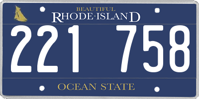 RI license plate 221758