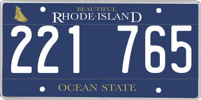 RI license plate 221765