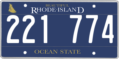 RI license plate 221774