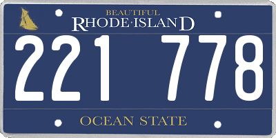 RI license plate 221778