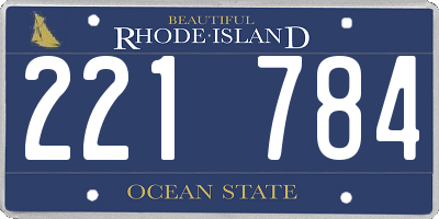 RI license plate 221784