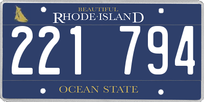 RI license plate 221794