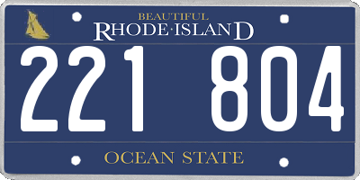 RI license plate 221804
