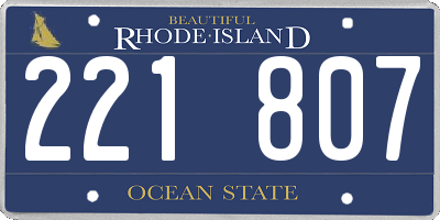 RI license plate 221807