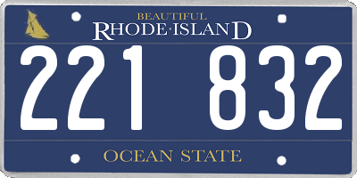 RI license plate 221832