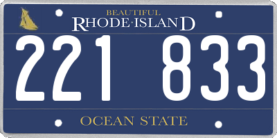 RI license plate 221833