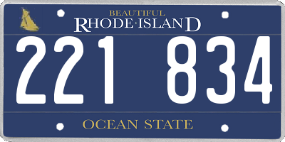 RI license plate 221834