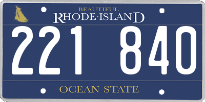 RI license plate 221840