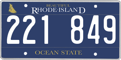 RI license plate 221849