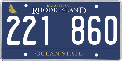 RI license plate 221860